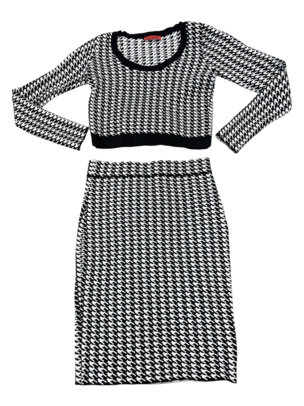 WOW couture Black & White Houndstooth Knit Two-Piece Set